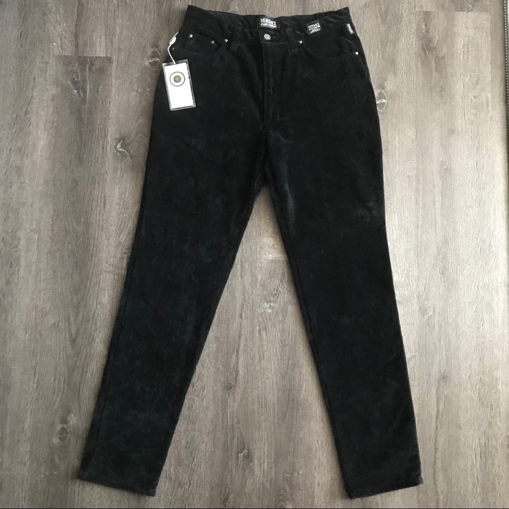 (NWT) VERSACE  Velvet Black Pants (35)